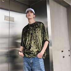 夏季新款钻石绒冰丝短袖闪亮亮大码男士宽松半袖T恤走量款B01-p30，男装T恤，电商B288