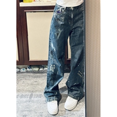 【网图有货】喷墨扎染牛仔裤男夏季美式复古裤子-NZK56LL-特P48，男装牛仔裤，星座1007（原301D）