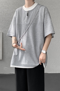 现货 DX10140-特P38 控78 美式假俩件T恤领短袖男大码休闲半袖图片