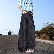 8XL-M原牛！深蓝美式阔腿牛仔裤垂感慵懒休闲拖地直通裤K9139P68，男装休闲裤，电商D206-1