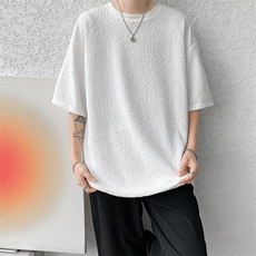 8XL-M特大码短T恤泡泡袖肌理感冰丝短袖衬衫上衣五分袖DX322P25，男装T恤，电商D206-1