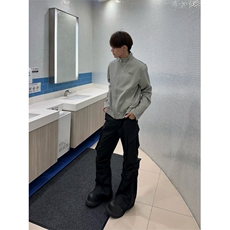 美式高街口袋褶皱微喇西裤男高级感通勤休闲裤XZ32-P53，男装西裤，星座308B-2