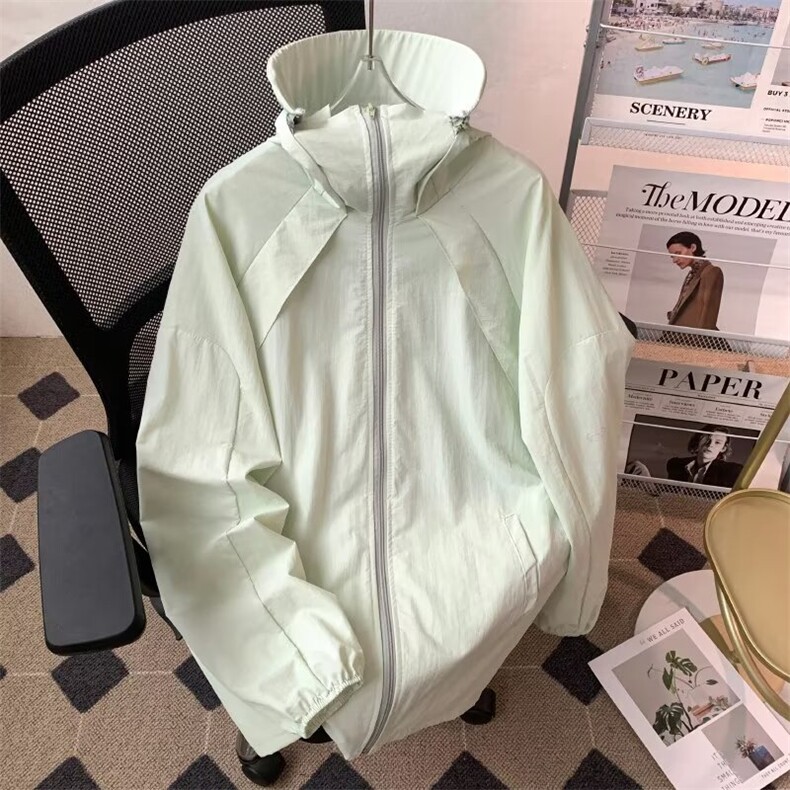 慵懒百搭简约新款ins潮流连帽防晒衣男纯色休闲潮牌运动FS012 P50图片