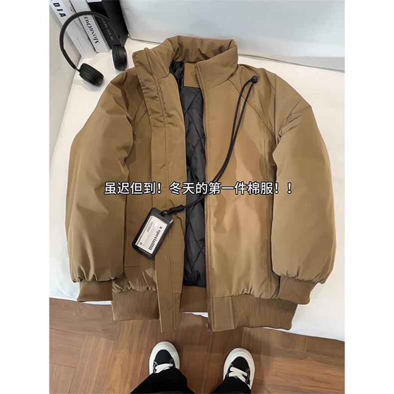 现货美式高街休闲棉衣夹克三防立领纯色户外工装加厚棉服外套,男装夹克,电商A486