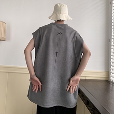麂皮绒背心重磅坎肩男T恤日系复古美式港风潮1016-1T175P35K55，男装背心/马甲，星座1016-1（原电商B408-1）