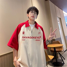 港风重磅全棉撞色插肩袖polo衫短袖男T恤GP3342-p45控78，男装Polo衫，电商B370