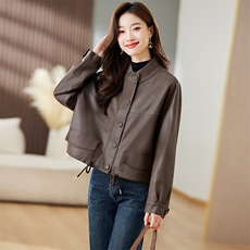 加绒短款皮衣外套女小个子秋季2023年新款美式复古机车服pu皮夹克，女装皮衣，潮流依族