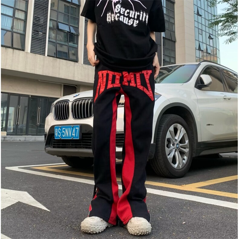 美式街头子母贴布裤脚牛仔裤男女vibe高街嘻哈宽松长裤RK786-P67,男装牛仔裤,星座412-3