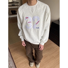 美式复古数字贴布绣圆领球服卫衣男宽松百搭运动上衣WT503，男装卫衣，星座1116A（原606A-3）