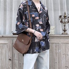 2022夏季短袖衬衫宽松韩版印花衬衣潮XZ518-2-CY07，男装衬衫，四季星座518-2