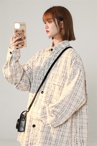 C8012/P50秋装新款现货中性风小香风工装衬衣男女衬衫潮外套上衣图片