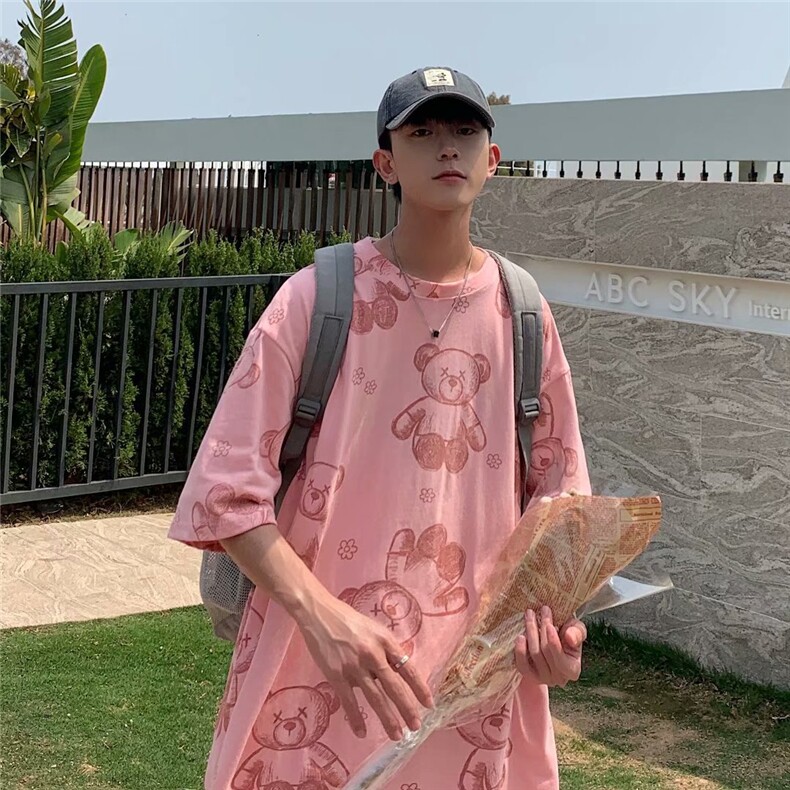 宽松城市风貌T恤五分袖时尚潮牌男日常圆领青春流行印花嘻哈夏季,男装T恤,星座1013