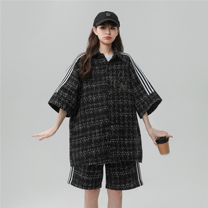 1黄灯小香风印花短衬DCS9018P45短裤DK8797P40套装DTZ9028P85图片