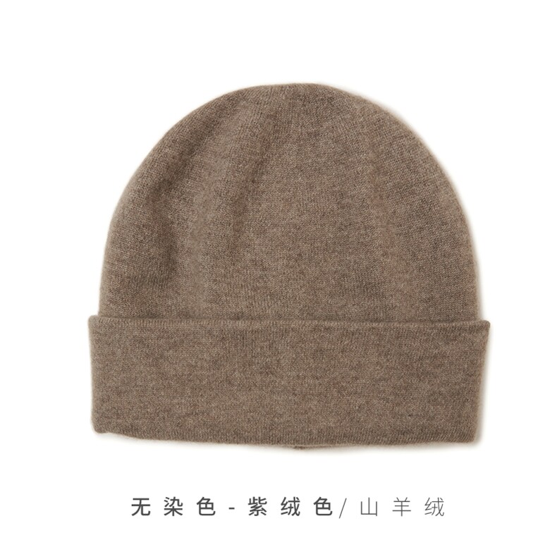 时尚保暖黑色双层羊绒针织帽羊绒冬季必备,饰品帽子,远腾羊绒