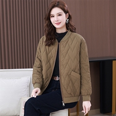 时尚修身显瘦短款棉服冬季保暖绗绣外套女，女装棉衣/棉服，文熹诺