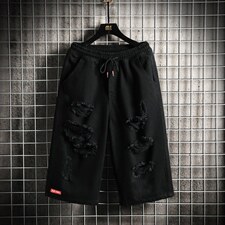 xz103A-D037-P45-限价68-网格大码七分裤阔腿肥仔图片