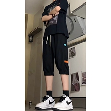 抖音品质）夏季高街宽松束脚华夫格七分运动裤货号QF25，女装休闲裤，电商A063