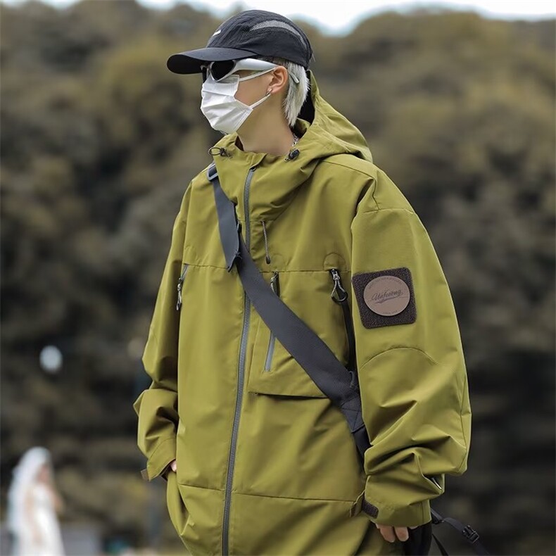 美式机能冲锋衣外套男春秋季山系户外潮牌痞帅登山服JK908-P68,女装短外套,星座1109-3