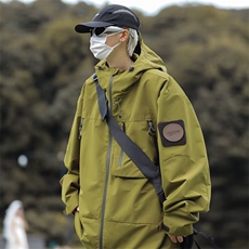 美式机能冲锋衣外套男春秋季山系户外潮牌痞帅登山服JK908-P68，女装短外套，星座1109-3