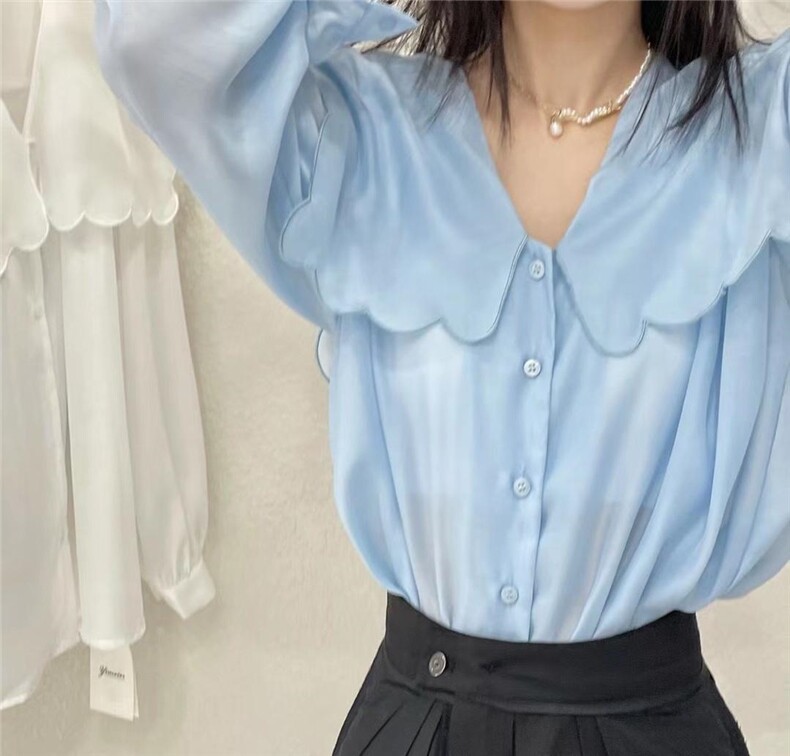 花边衬衫，女装衬衫，伊媚儿