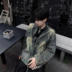 常年现货嘻哈牛仔布重磅牛仔夹克外套男女情侣宽松潮春秋季青少年，男装夹克，星座302B