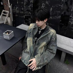常年现货嘻哈牛仔布重磅牛仔夹克外套男女情侣宽松潮春秋季青少年图片