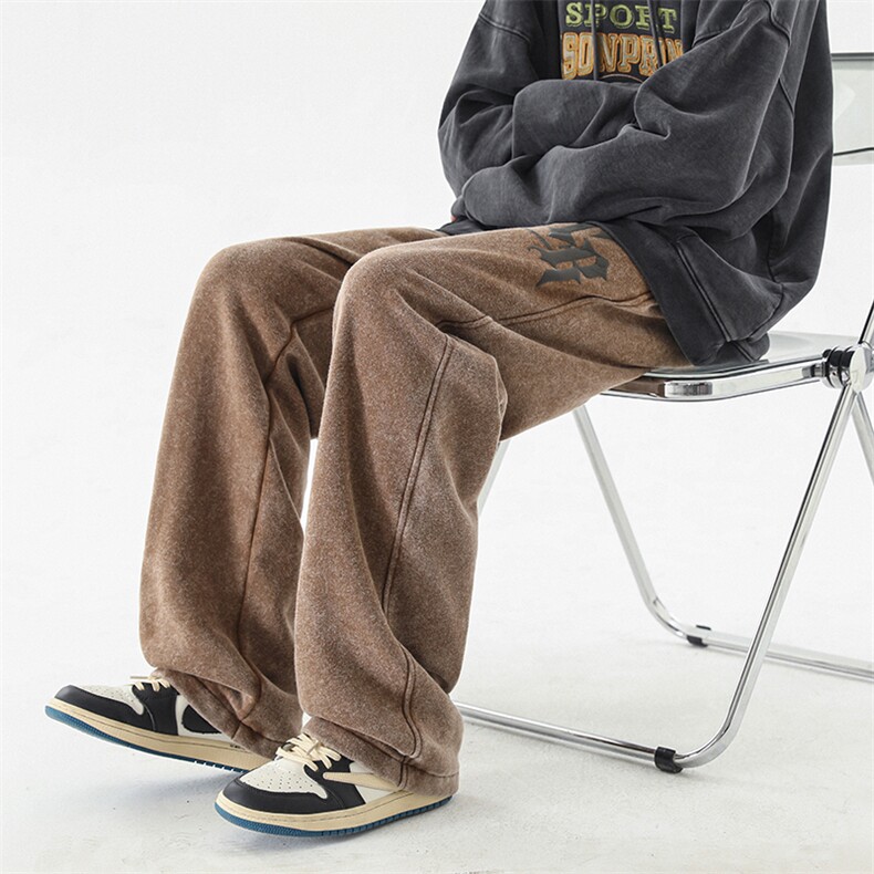 高品质新款发泡印花水洗卫裤高街垂感直筒长裤XK66235-P55,男装休闲裤,电商A042