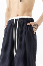 8XL-M假两件双腰山本裤条纹休闲西裤男夏宽松大码阔腿裤KZ052P60，男装休闲裤，电商B312