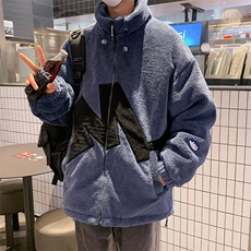2023新款羊羔毛棉衣男冬季加厚加绒棉服潮流牌休闲棉袄W6051-P50，男装棉衣，星座512-2