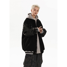 港风美式潮牌拼接袖字母翻领棒球服夹克XZ213-JK9903-P108控128，男装夹克，星座213