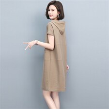 2022年夏季新款韩版宽松连衣裙针织卫衣裙套头中长款通勤，女装连衣裙，忆绮罗
