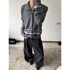 网图老钱风灰色针织衫外套复古慵懒风男女毛衣MMY416特P60，男装针织衫/毛衣，星座1007（原301D）