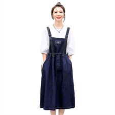 2022夏季新款时尚牛仔背带裙显瘦百搭减龄连衣裙，女装连衣裙，钱塘布衣