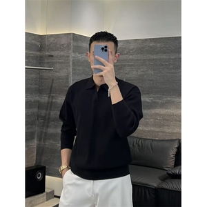 老钱风秋新贵简约风男士休闲上衣纯色高级感百搭针织衫D2511/P68图片