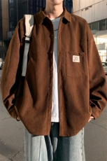 衬衫男秋季新款港风宽松大码灯芯绒长袖衬衣CS025-P38，男装衬衫，星座214-3