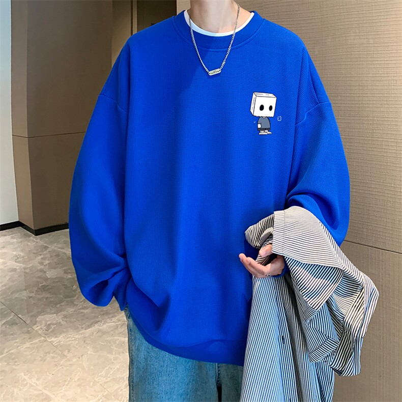 5XL华夫格卫衣男大码胖子圆领长袖t恤HW76400-P30加绒款-P40,男装卫衣,电商A040