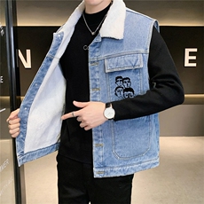 MJ256J-68-限价98M-5XL牛仔马夹大码加绒羊羔绒工装ins，男装工装外套，星座103A