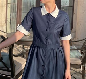 【现货】学院风排扣连衣裙图片
