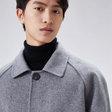 2025年夏季修身型中长款长袖单排扣日常保暖防寒时尚百搭，男装毛呢大衣，蒙绒特