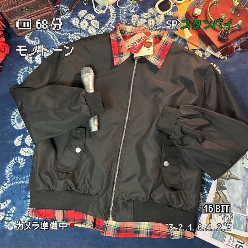 【有货】DY6633-P70复古格子双面穿拼接翻领夹克男飞行员工装外套,男装夹克,星座603-2