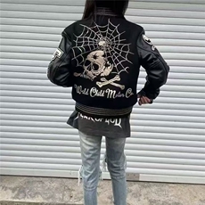 1506/QF9030/P109自主夹棉加厚东洋黑骷髅棒球棉服夹克男短款，男装夹克，星座1506