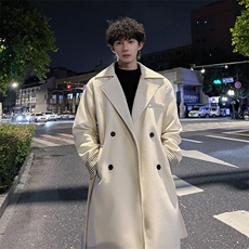 秋冬日系复古毛呢大衣男潮风衣宽松中长外套MN00731/P100加棉P110，男装风衣，电商B316