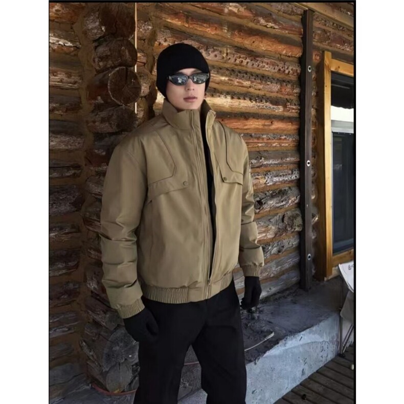 抖音50绒硬挺美式复古飞行员夹克羽绒服807-3-YR114-p188，男装夹克，星座807-3