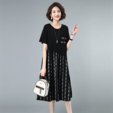 2021夏款新款拼接大码女装连衣裙236款，女装连衣裙，秋牧寒烟