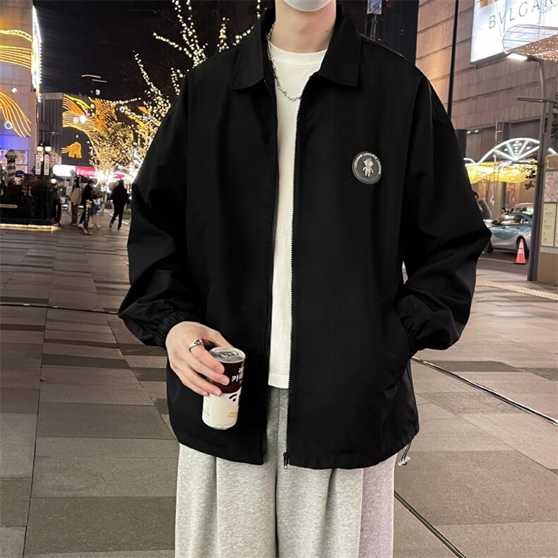 简约原宿风翻领夹克男女oversize休闲百搭外套JK669,男装夹克,星座1116A-1（原606A）