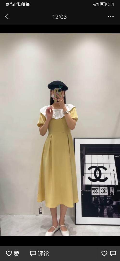 撞色连衣裙，女装连衣裙，时尚秀衣阁