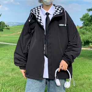 两面穿连帽外套男士潮牌春秋ins港风嘻哈夹克休闲韩版潮流痞帅图片
