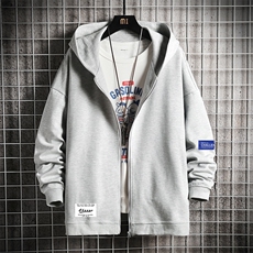 KS21062-P38连帽开衫卫衣男运动外套大码班服网格挂拍，男装卫衣，电商A040A