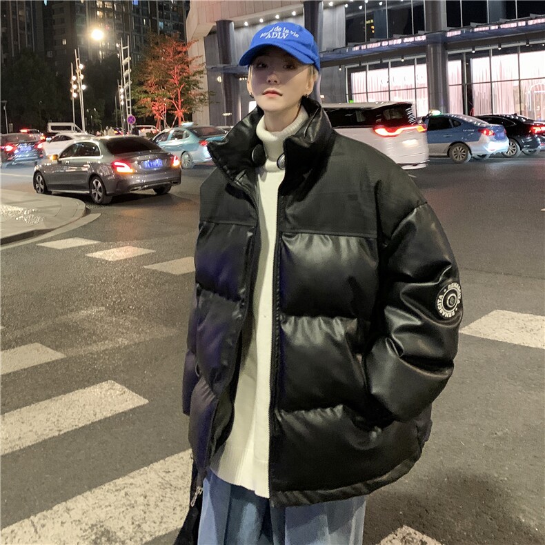 wassuphappypu皮棉服男款冬季保暖棉衣oversize潮牌痞帅休闲外套,男装棉衣,电商B370