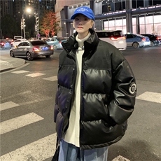 wassuphappypu皮棉服男款冬季保暖棉衣oversize潮牌痞帅休闲外套，男装棉衣，电商B370